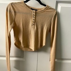 Long sleeve tan crop top